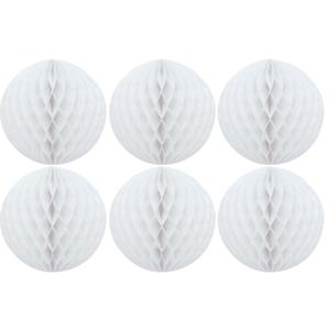 Papieren kerstballen - 6x - wit - 10 cm - kerstversiering