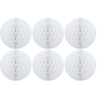 Papieren kerstballen - 6x - wit - 10 cm - kerstversiering