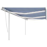 Luifel automatisch met LED en windsensor 6x3 m blauw en wit