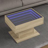 Salontafel met LED 70x50x45 cm bewerkt hout sonoma eikenkleurig