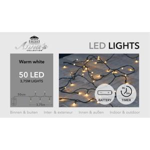 Kerstverlichting - warm wit - 375 cm - 50 led lampjes - zwart snoer - op batterijen