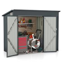 Metalen Tuinhuis met Voordeur & Zijdeur & Zadeldak Gereedschapsgebouw Gereedschapschuur