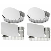 Set van 4x mini taart/quiche bakvormen vierkant en rond zilver 10 cm Set van 4x mini taart/quiche bakvormen vierkant en rond zilver 10 cm
