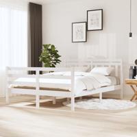 Bedframe massief hout wit 135x190 cm