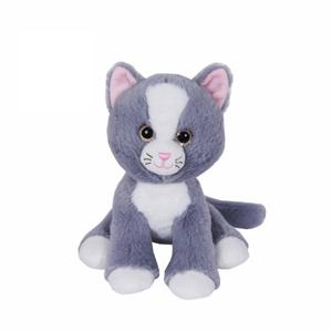 Knuffeldier Kat/poes Minous - zachte pluche stof - dieren knuffels - grijs/wit - 23 cm