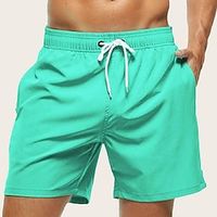 Voor heren Boardshorts Zwemshorts Lange zwembroeken Strandshorts Trekkoord met Mesh-voering Elastische taille Effen Ademend Zacht Korte Casual Dagelijks Feestdagen Streetwear Hawaii Zwart Groen Zwart Lightinthebox