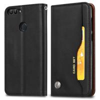 Knead huidtextuur horizontale Flip lederen case voor Huawei P Smart/Enjoy 7S met foto frame & houder & kaartsleuven & portemonnee (zwart)