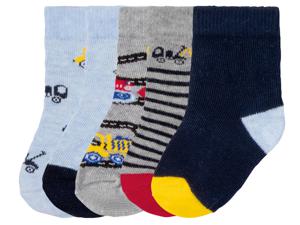 lupilu Babyjongens sokken, 5 paar, met bio-katoen  (19-22, Voertuig/Marineblauw/Blauw/Geel/Grijs)