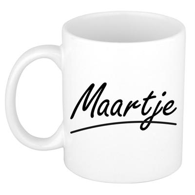 Maartje Naam koffiemok - beker - met sierlijke letters - wit - 300 ml - Cadeau - Dames