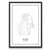 Persoonlijke lijntekening | Liefde & Huwelijk A1 Zonder Lijst
