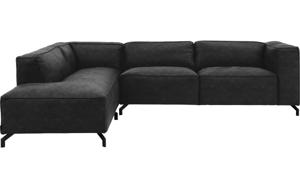 Goossens Bank Calvin antraciet, micro leer, 3-zits, modern design met ligelement links
