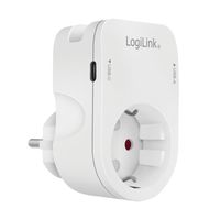 LogiLink PA0259 Contactdoos Met USB-laaduitgang, Kinderbeveiliging, Overspanningsbeveiliging IP20 Zwart - thumbnail