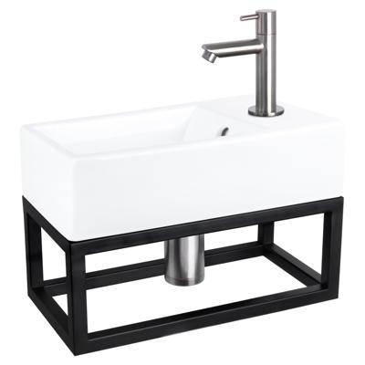 Differnz Force fonteinset keramiek - kraan recht - met handdoekrek - 40 x 22 x 11.5 cm - mat chroom