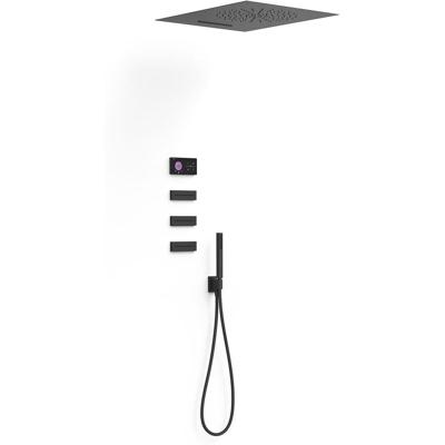 Regendouche set electronisch Tres Shower technology | Inbouw | Thermostaatkraan | 4-weg | Vierkant | Zwart mat
