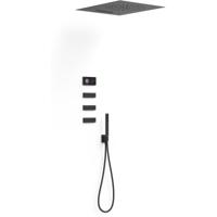 Regendouche set electronisch Tres Shower technology | Inbouw | Thermostaatkraan | 4-weg | Vierkant | Zwart mat