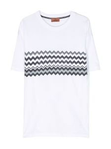 Missoni Kids t-shirt en jersey mélangé à logo imprimé - Blanc