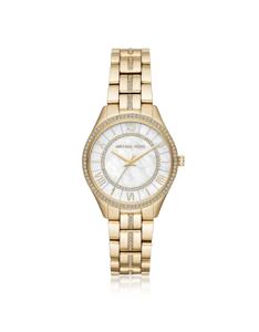 Michael Kors Dames Lauryn 33 mm goudkleurige stalen armband en kast quartz MOP wijzerplaat analoog horloge MK3899