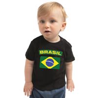 Brasil t-shirt met vlag Brazilie zwart voor babys - thumbnail