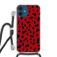 Red Leopard: iPhone 12 mini Transparant Hoesje met koord Red Leopard: iPhone 12 mini Transparant Hoesje met koord