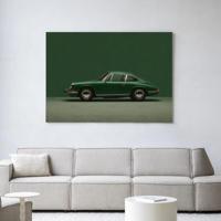 Urban Cotton Wandkleed 'Green Porsche' 110 x 145cm in Frame - black