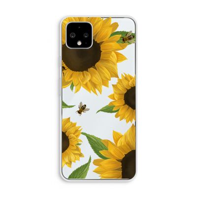 Sunflower and bees: Pixel 4 XL Transparant Hoesje