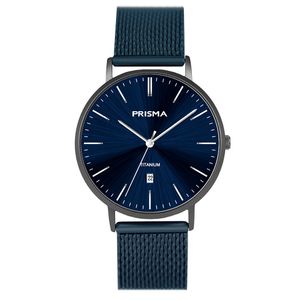 Prisma P.1488 Horloge titanium-staal donkerblauw 41 mm