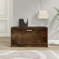 Schoenenbank 80x24x45 cm bewerkt hout gerookt eiken - thumbnail