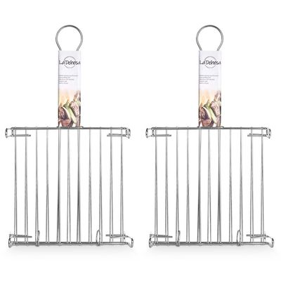 BBQ/barbecue braadrooster - 2x - grill verhoger - metaal - 32 x 32 x 8 cm