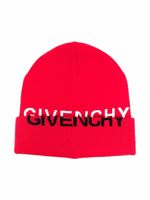 Givenchy Kids bonnet en maille à logo imprimé - Rouge