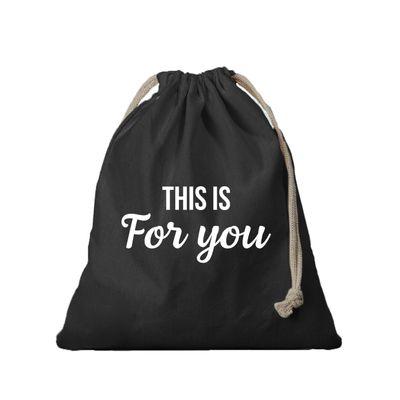 1x Canvas cadeautasje This is for you zwart met koord 25 x 30 cm
