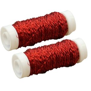 Wikkeldraad - 2x rolletjes - rood - 25 gram - bouillon effect - metaal draad - hobby binddraad