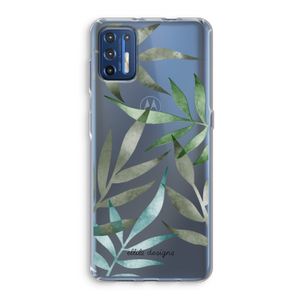Tropical watercolor leaves: Motorola Moto G9 Plus Transparant Hoesje