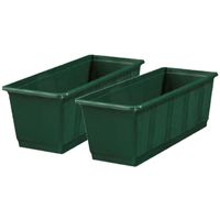 Set van 3x stuks plantenbakken donker groen rechthoekig 40 x 17,5 x 14,5 cm