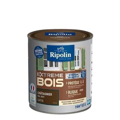 RIPOLIN Hoge Bescherming Satijn Houtverf 10 jaar die uw hout beschermt en vergroot - Kastanje