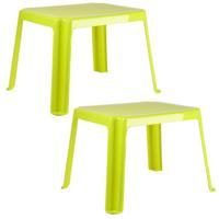Plasticforte Kindertafel - 2x stuks - kunststof - groen - 55 x 66 x 43 cm - camping - tuin - tafeltj
