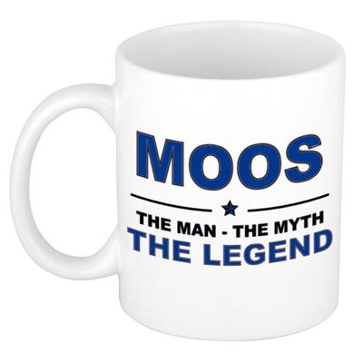 Moos cadeau mok - man myth legend - naam koffiemok / beker - wit en blauw - 300 ml