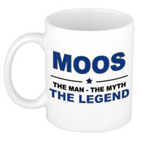 Moos cadeau mok - man myth legend - naam koffiemok / beker - wit en blauw - 300 ml