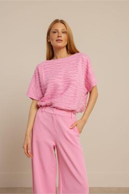 Studio Anneloes Lenti Fringe Pullover 13691 Trui Korte Mouw 4400 Pop Pink