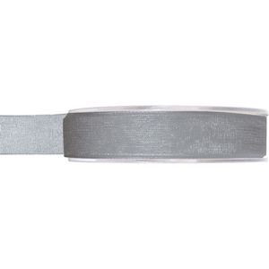 1x Hobby/decoratie grijze organza sierlinten 1,5 cm/15 mm x 20 meter