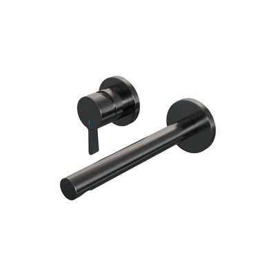 Inbouw Wastafelmengkraan Brauer Gunmetal Edition Coldstart Rechte Uitloop Halfronde Hendel Links Geborsteld Gunmetal PVD Met Rozetten Brauer