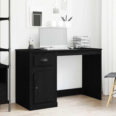 Bureau met lade Zwart eiken 50 x 115 x 75 cm Bewerkt hout