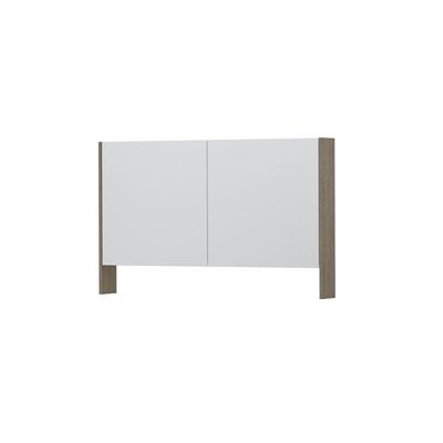 INK SPK3 Spiegelkast - 120x14x74cm - 2 deuren - dubbelzijdige Spiegel - open planchet - schakelaar en stopcontact - MFC Greige eiken 1110266