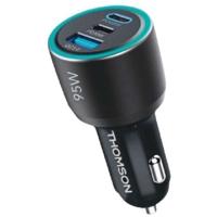 Caricabatterie da auto - THOMSON - 95 W - Tecnologia gan di nuova generazione - 2 USB-C - PD 65 W + PD 30 W - USB-A - QC 3.0