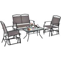 2-Zits Schommelbank met Salontafel Zitbank van Textiel Balkonmeubelset Tuinmeubelen Balkonset Zitgroep voor Tuin Balkon Erf