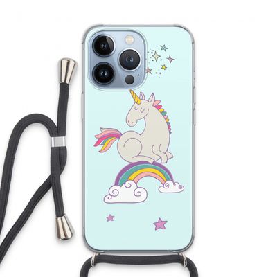 Regenboog eenhoorn: iPhone 13 Pro Transparant Hoesje met koord