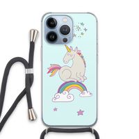 Regenboog eenhoorn: iPhone 13 Pro Transparant Hoesje met koord