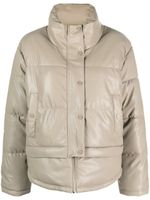 DKNY faux-leather puffer jacket - Gris