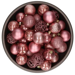 Bellatio Decorations kerstballen - 37x st - oudroze - 6 cm - kunststof - kerstversiering