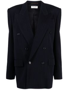 Saint Laurent blazer en flanelle à boutonnière croisée - Bleu