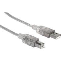 Manhattan USB-kabel USB 2.0 USB-A stekker, USB-B stekker 3.00 m Zilver 340458 - thumbnail